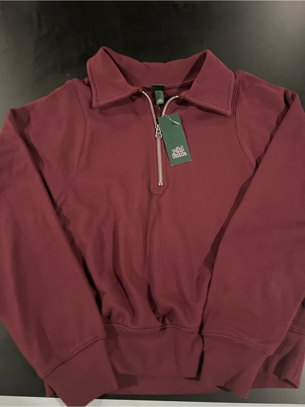 wild fable Half-Zip Pullover Sweatshirt - Burgundy
